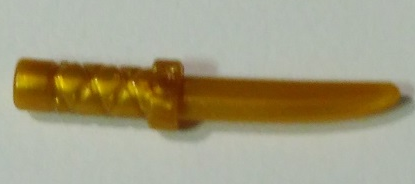 Pearl Gold Minifigure, Weapon Knife with Flat Hilt End and Curved Blade, Cross Hatched Grip Pearl Gold Minifigure, Weapon Knife with Flat Hilt End and Curved Blade, Cross Hatched Grip