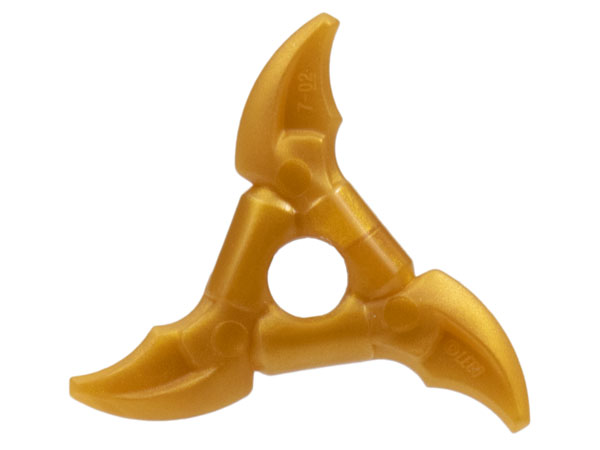 Pearl Gold Minifigure, Weapon Shuriken Throwing Star with Smooth Grips and Curved Blades