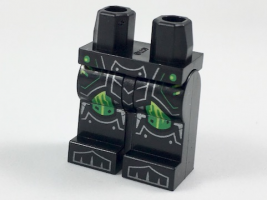 Black Hips and Legs with Silver Armor Lines, Green Knee Pads with Lime Streaks Pattern
