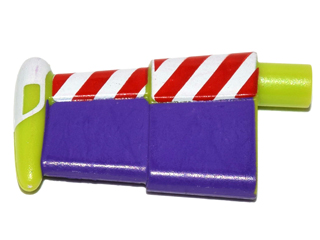Lime Minifigure Wing Mechanical with Red and White Danger Stripes and Purple Surface Pattern