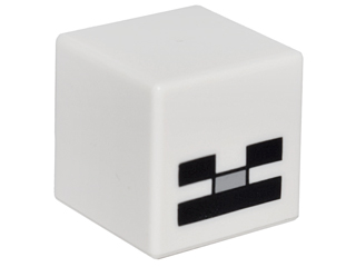 White Minifigure, Head, Modified Cube with Pixelated Black Eyes, Light Bluish Gray Nose, and Black Mouth Pattern (Minecraft Skeleton) White Minifigure, Head, Modified Cube with Pixelated Black Eyes, Light Bluish Gray Nose, and Black Mouth Pattern (Minecraft Skeleton)